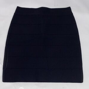 bebe Classic Black Pencil Stripped Textured Mini Skirt Size Small
